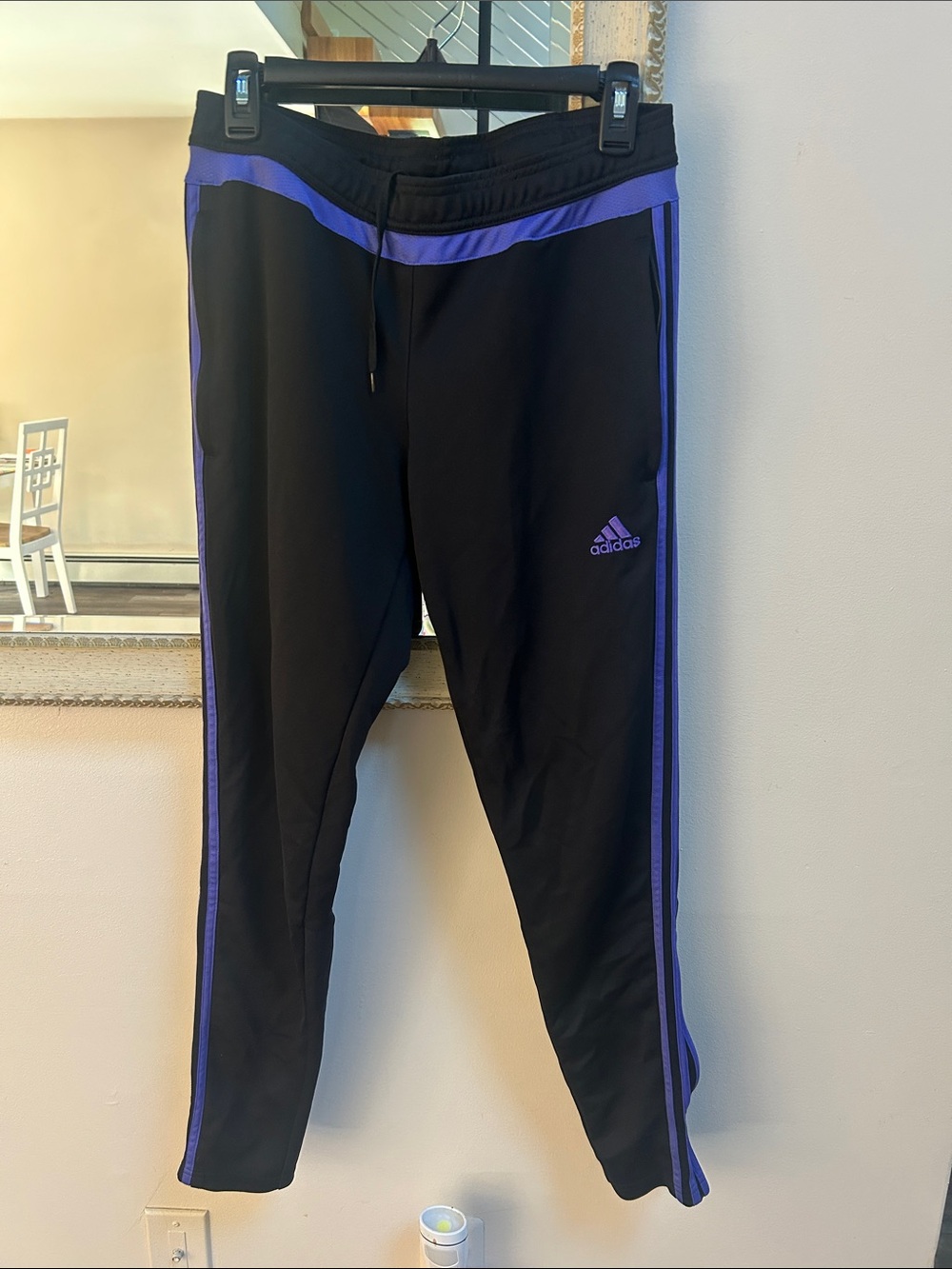 adidas Black Sweatpants with Purple Side Stripes